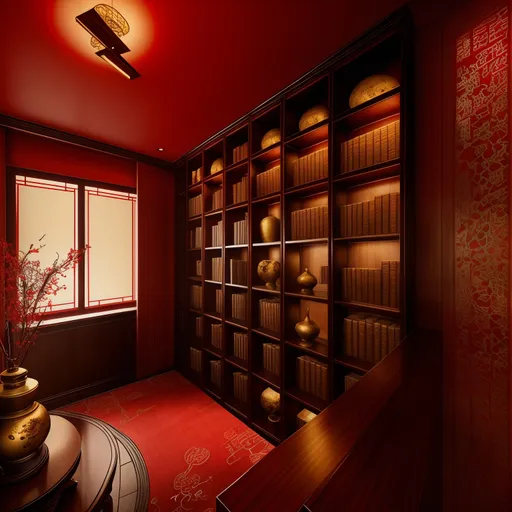 Chinese Library design - AI generated interior design visualization