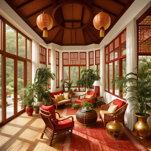 Chinese Sunroom design - AI generated interior design visualization