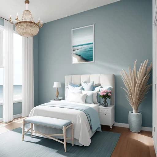 Coastal Guest Room design - AI generated interior design visualization