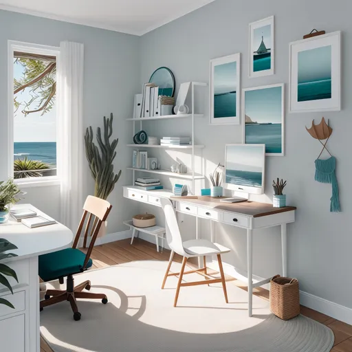 Coastal Home Office design - AI generated interior design visualization