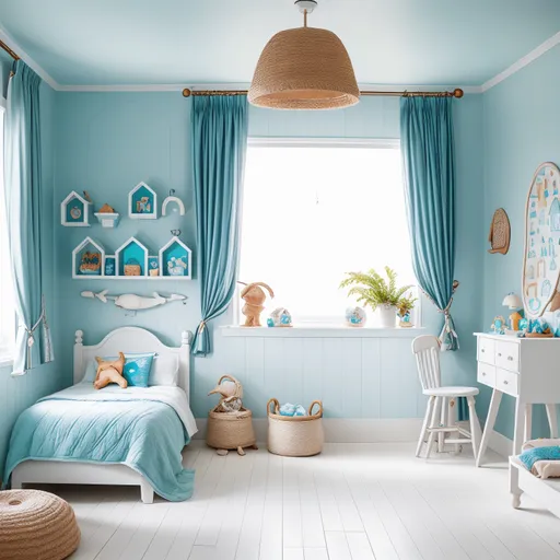 Coastal Kids Room design - AI generated interior design visualization
