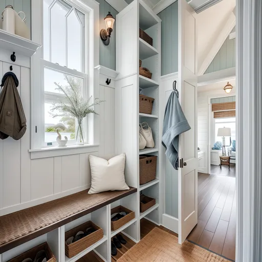 Coastal Mudroom design - AI generated interior design visualization