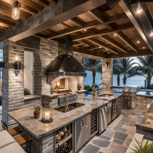 Coastal Outdoor Kitchen design - AI generated interior design visualization