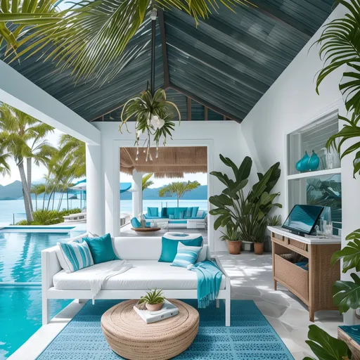 Coastal Pool House design - AI generated interior design visualization