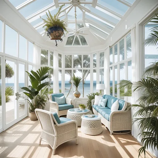 Coastal Sunroom design - AI generated interior design visualization