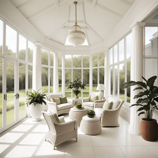 Contemporary Classic Sunroom design - AI generated interior design visualization