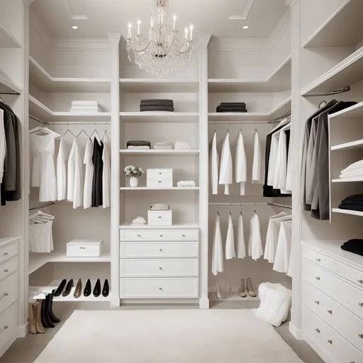 Contemporary Classic Walk-in Closet design - AI generated interior design visualization