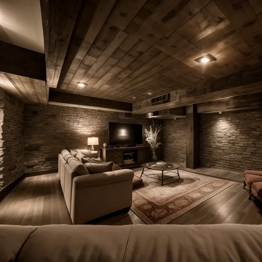 Cottagecore Basement design - AI generated interior design visualization