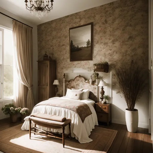 Cottagecore Guest Room design - AI generated interior design visualization