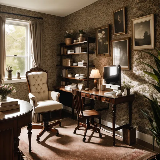 Cottagecore Home Office design - AI generated interior design visualization
