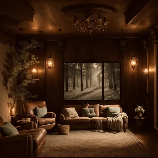Cottagecore Home Theater design - AI generated interior design visualization