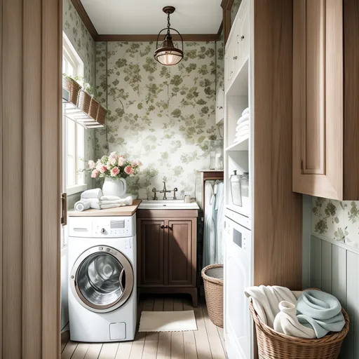 Cottagecore Laundry Room design - AI generated interior design visualization