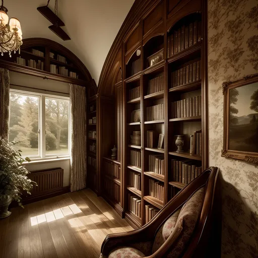 Cottagecore Library design - AI generated interior design visualization