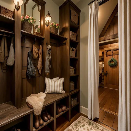 Cottagecore Mudroom design - AI generated interior design visualization