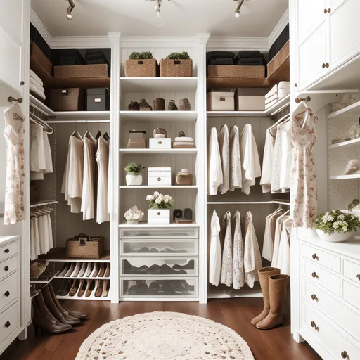 Cottagecore Walk-in Closet design - AI generated interior design visualization