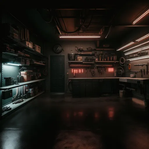 Cyberpunk Garage design - AI generated interior design visualization