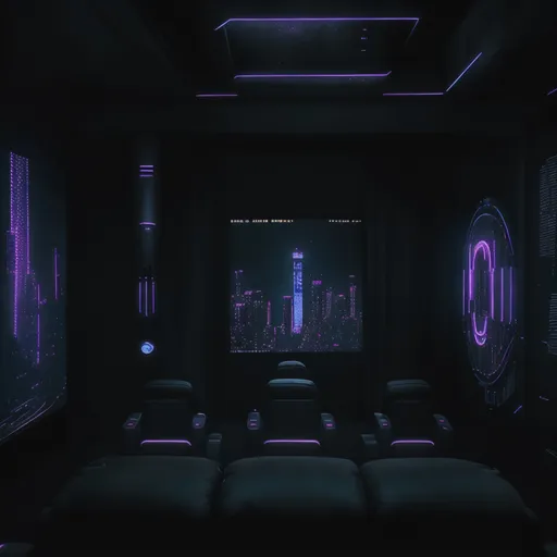 Cyberpunk Home Theater design - AI generated interior design visualization
