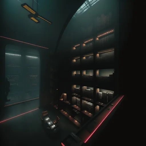 Cyberpunk Library design - AI generated interior design visualization