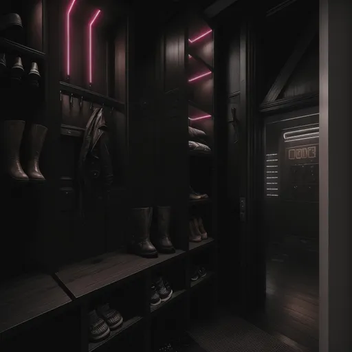 Cyberpunk Mudroom design - AI generated interior design visualization