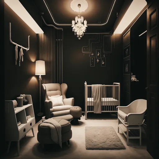 Cyberpunk Nursery design - AI generated interior design visualization