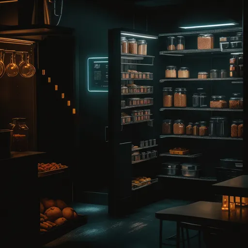 Cyberpunk Pantry design - AI generated interior design visualization
