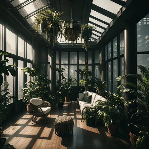 Cyberpunk Sunroom design - AI generated interior design visualization