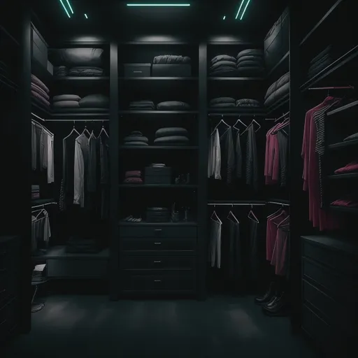 Cyberpunk Walk-in Closet design - AI generated interior design visualization