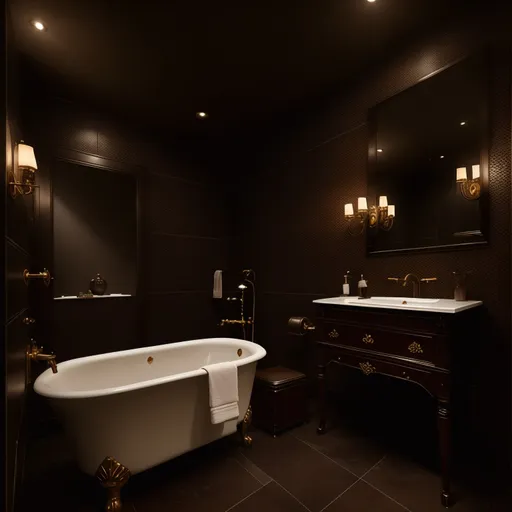 Dark Academia Bathroom design - AI generated interior design visualization