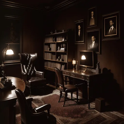 Dark Academia Home Office design - AI generated interior design visualization