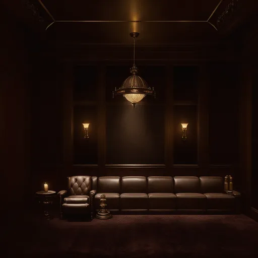 Dark Academia Home Theater design - AI generated interior design visualization