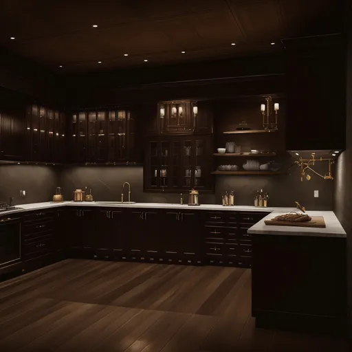 Dark Academia Kitchen design - AI generated interior design visualization
