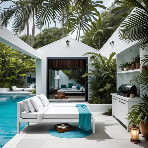 Eclectic Pool House design - AI generated interior design visualization