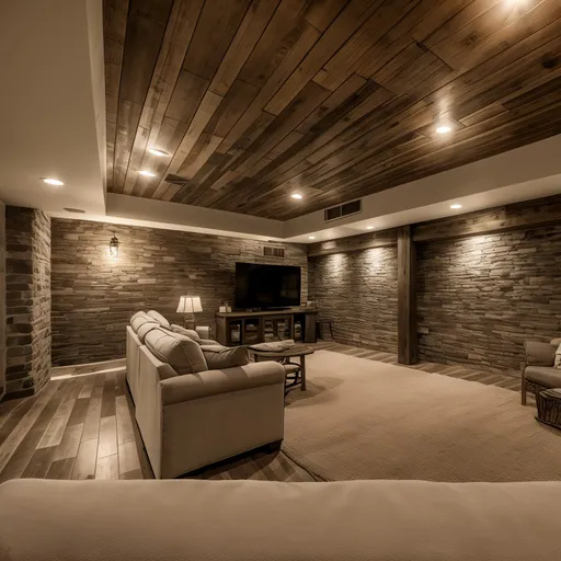 Farmhouse Basement design - AI generated interior design visualization