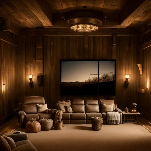 Farmhouse Home Theater design - AI generated interior design visualization