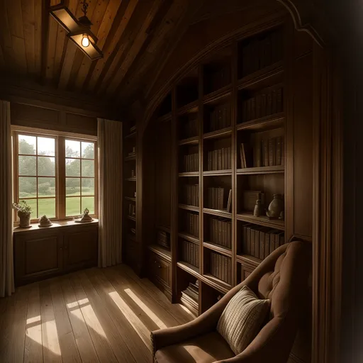 Farmhouse Library design - AI generated interior design visualization