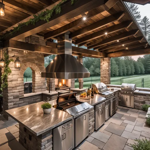 Farmhouse Outdoor Kitchen design - AI generated interior design visualization