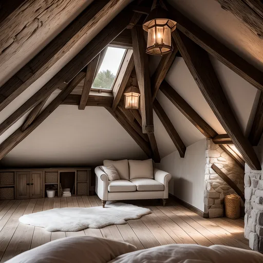 French Country Attic design - AI generated interior design visualization