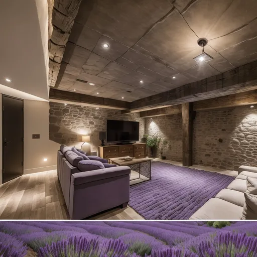 French Country Basement design - AI generated interior design visualization