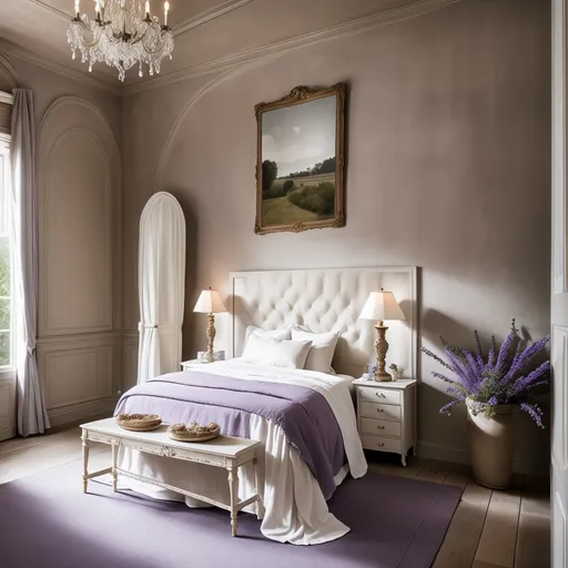 French Country Guest Room design - AI generated interior design visualization