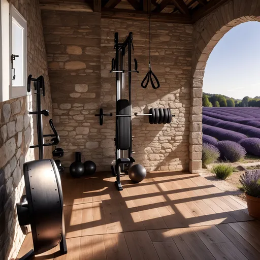 French Country Home Gym design - AI generated interior design visualization