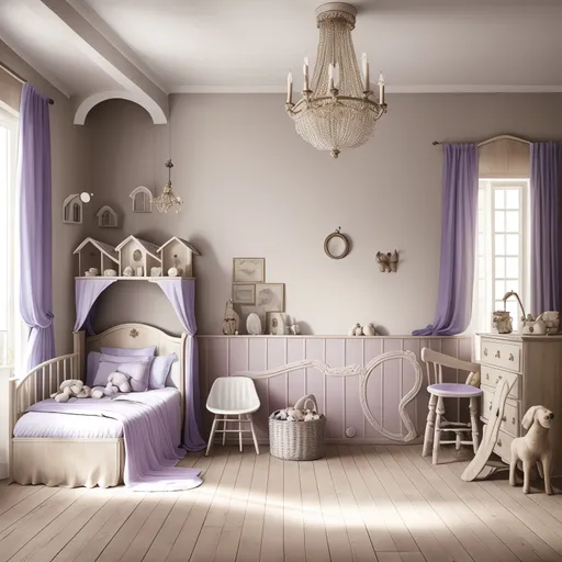 French Country Kids Room design - AI generated interior design visualization