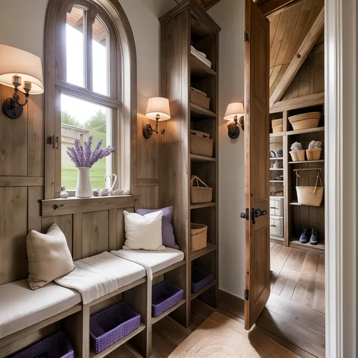 French Country Mudroom design - AI generated interior design visualization