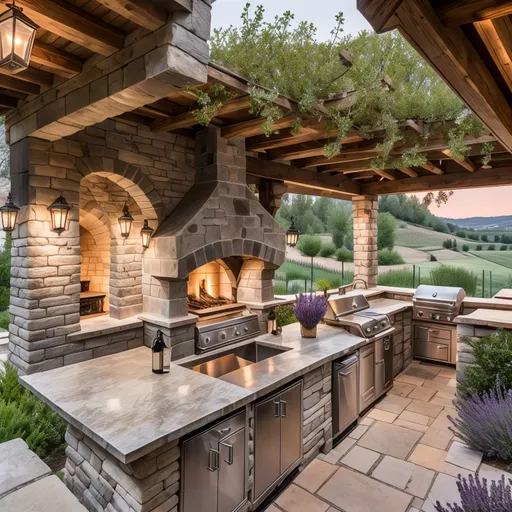 French Country Outdoor Kitchen design - AI generated interior design visualization