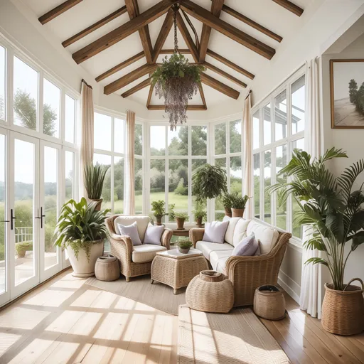 French Country Sunroom design - AI generated interior design visualization