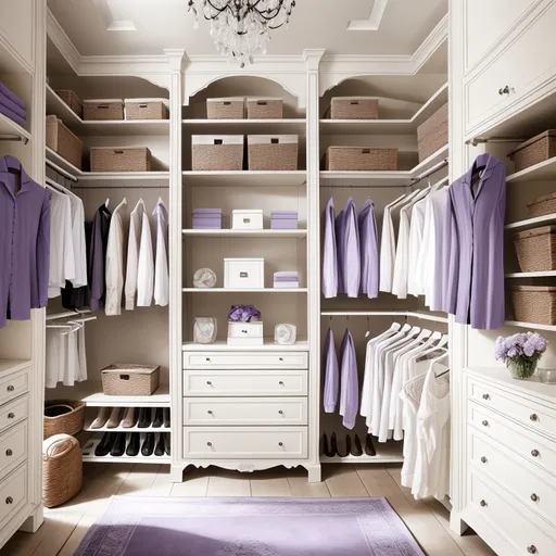 French Country Walk-in Closet design - AI generated interior design visualization