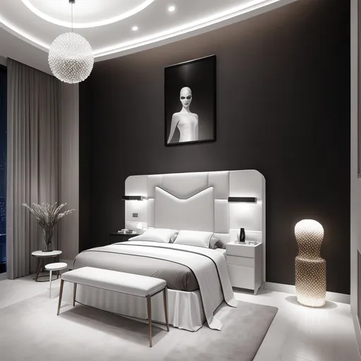 Futuristic Guest Room design - AI generated interior design visualization
