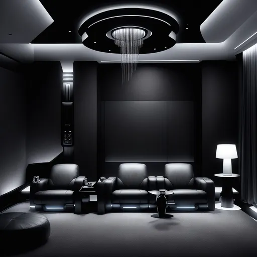 Futuristic Home Theater design - AI generated interior design visualization
