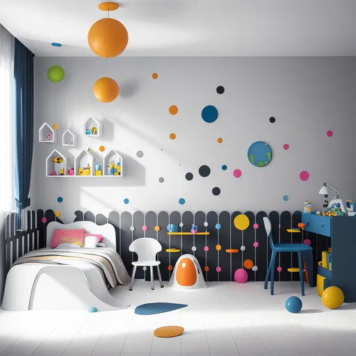 Futuristic Kids Room design - AI generated interior design visualization