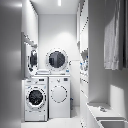 Futuristic Laundry Room design - AI generated interior design visualization