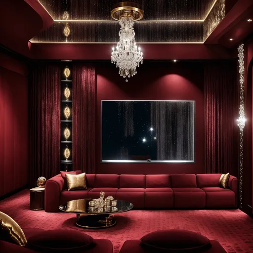 Glam Home Theater design - AI generated interior design visualization